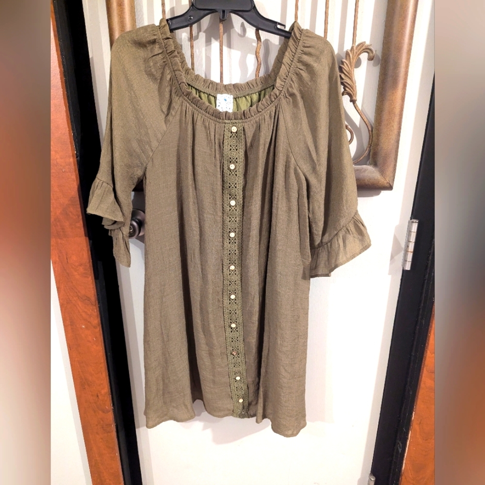 Olive green midi dress